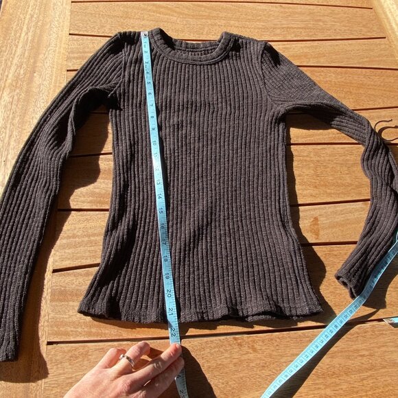 Everlane Cozy Rib Long-Sleeve Tee - size XS Black - Picture 4 of 13